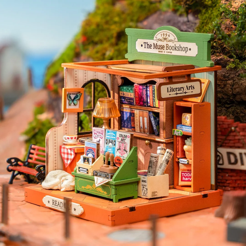 DS040 - The Muse Bookshop DIY Miniature House - Pet shop Petsite.gr - RoLife