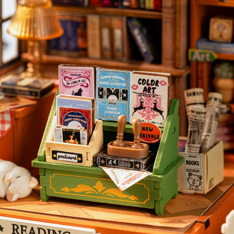 DS040 - The Muse Bookshop DIY Miniature House - Pet shop Petsite.gr - RoLife