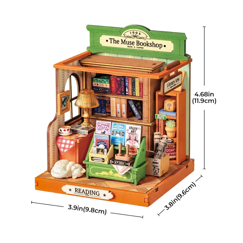 DS040 - The Muse Bookshop DIY Miniature House - Pet shop Petsite.gr - RoLife