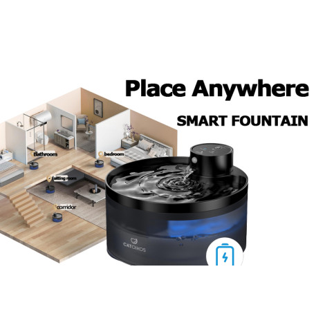 05613 - CATOIKOS PET WATER FOUNTAIN WIRELESS BLACK 3,2L PET INTEREST - Pet shop Tropikos on line - Pet Interest