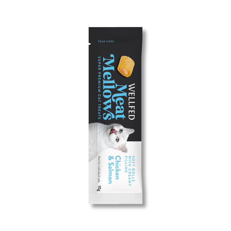 21073 - WELLFED MEAT MELLOWS CHICKEN & SALMON 3*10gr - Pet shop Petsite.gr - Wellfed