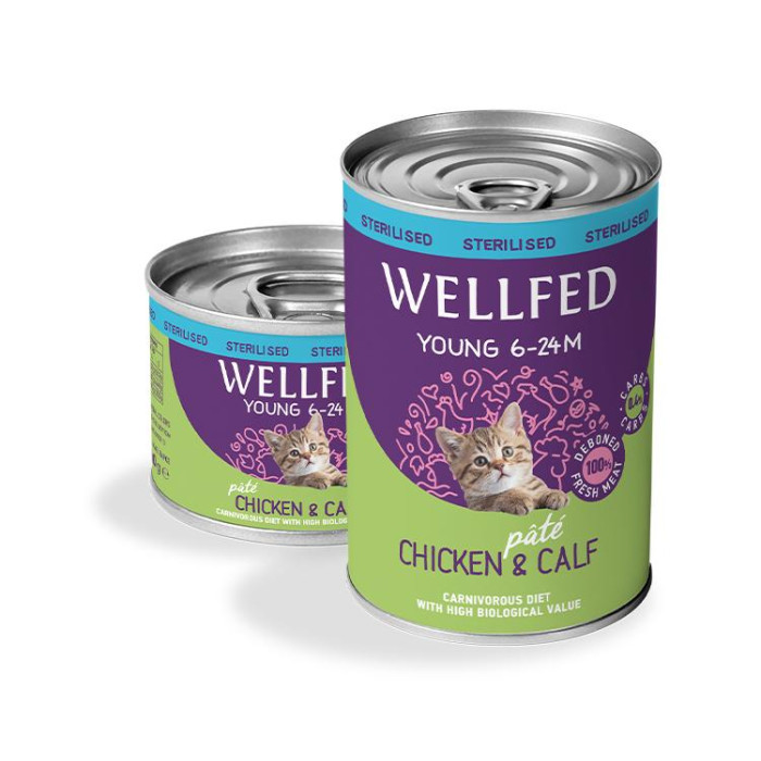 14722 - WELLFED CAT YOUNG STERILIZED CHICKEN & CALF 200gr - Pet shop Tropikos on line - Wellfed