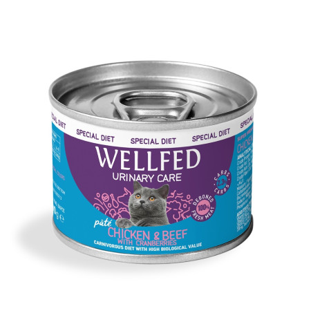 WELLFED CAT URINARY ΚΟΤΟΠΟΥΛΟ & ΒΟΔΙΝΟ ΜΕ CRANBERRIES 200gr
