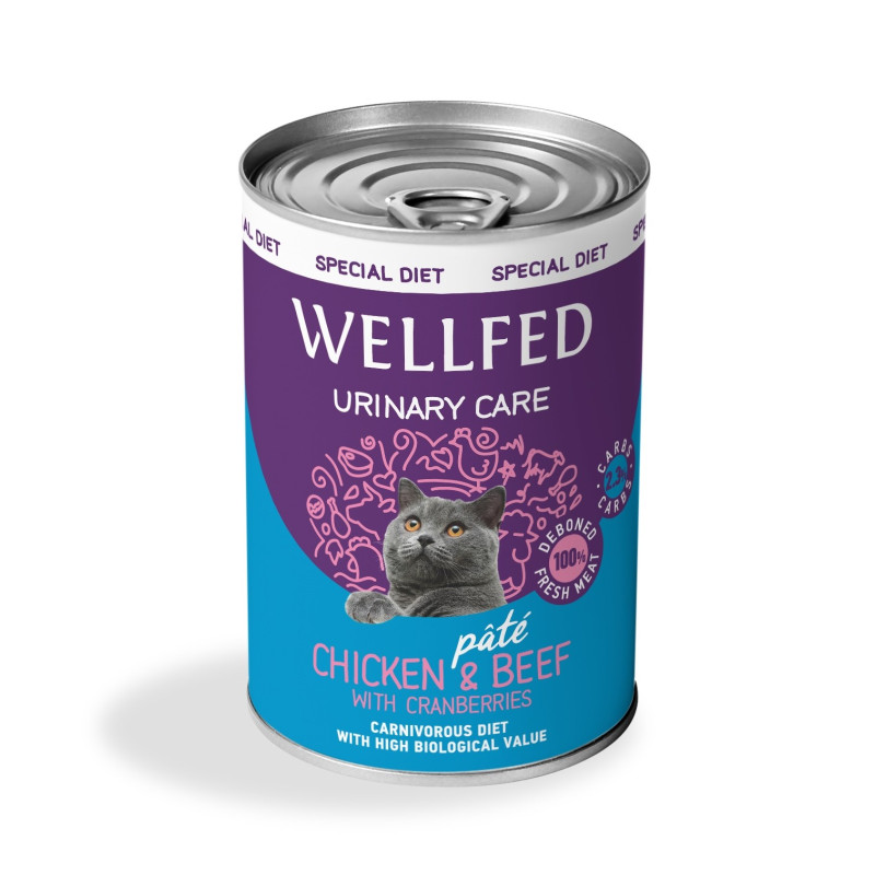 14734 - WELLFED CAT URINARY CHICKEN & BEEF WITH CRANBERRIES 400gr - Pet shop Petsite.gr - Wellfed