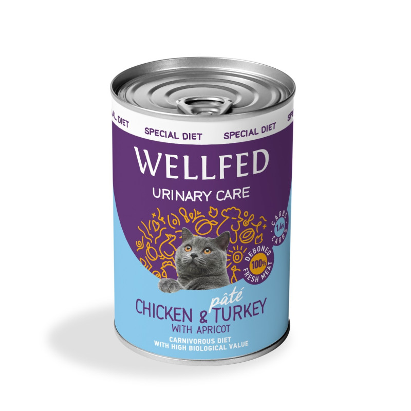 14744 - WELLFED CAT URINARY CHICKEN & TURKEY WITH APRICOT 400gr - Pet shop Petsite.gr - Wellfed