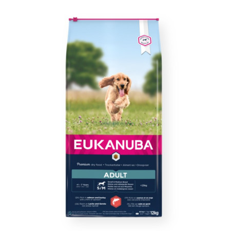 EUKANUBA ADULT SMALL & MEDIUM BREEDS ΣΟΛΟΜΟΣ & ΚΡΙΘΑΡΙ 12kg
