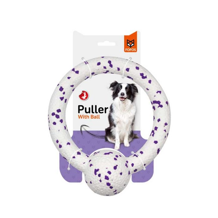 18609 - DURABLE PULLER ΛΕΥΚΟ-ΜΩΒ ΠΑΙΧΝΙΔΙ ΣΚΥΛΟΥ Φ19cm FOFOS - Pet shop Petsite.gr - Fofos