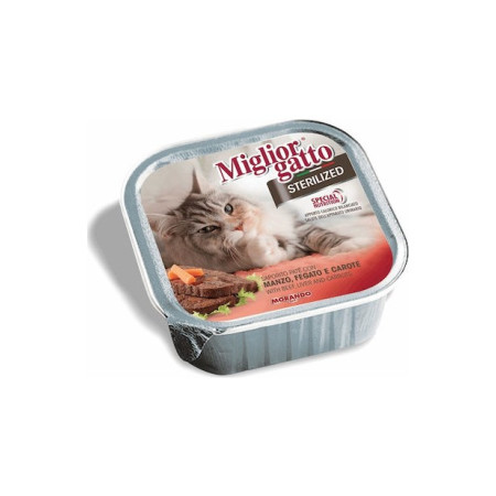 MIGLIOR GATTO STERILISED ΠΑΤΕ ΜΟΣΧΑΡΙ, ΣΥΚΩΤΙ & ΚΑΡΟΤΑ 100gr