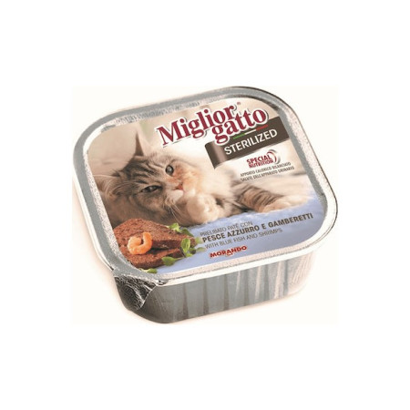 MIGLIOR GATTO STERILISED ΠΑΤΕ ΨΑΡΙ & ΓΑΡΙΔΕΣ 100gr
