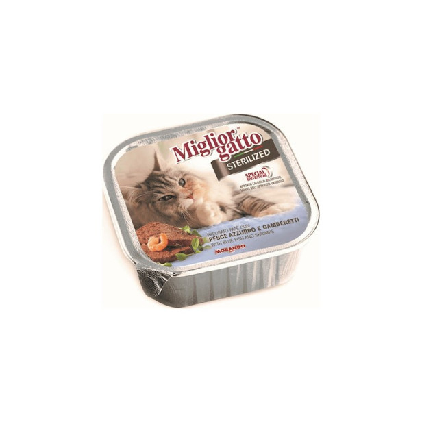 195425 - MIGLIOR GATTO STERILISED ΠΑΤΕ ΨΑΡΙ & ΓΑΡΙΔΕΣ 100gr - Pet shop Petsite.gr - Miglior