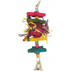 20029 - TOY FOR BIRDS-PARROTS WITH STRAW BALL, WOODEN STARS AND BELL 22cm PANAMA PET - Pet shop Petsite.gr - Διάφορα