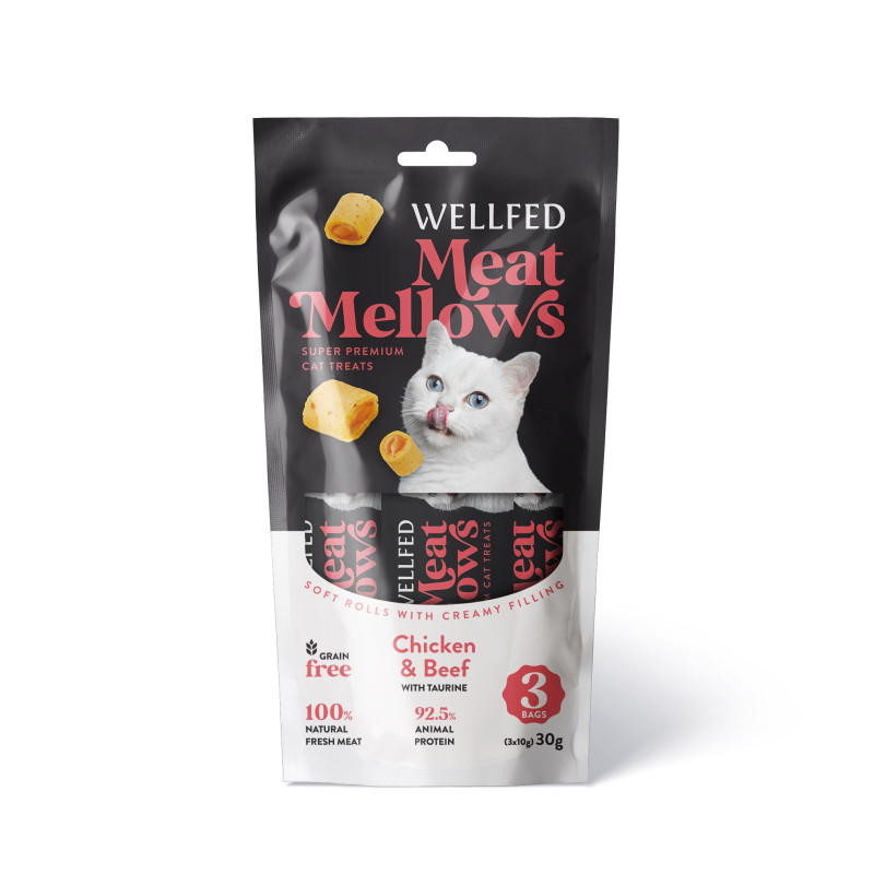 21071 - WELLFED MEAT MELLOWS CHICKEN & BEEF 3*10gr - Pet shop Petsite.gr - Διάφορα