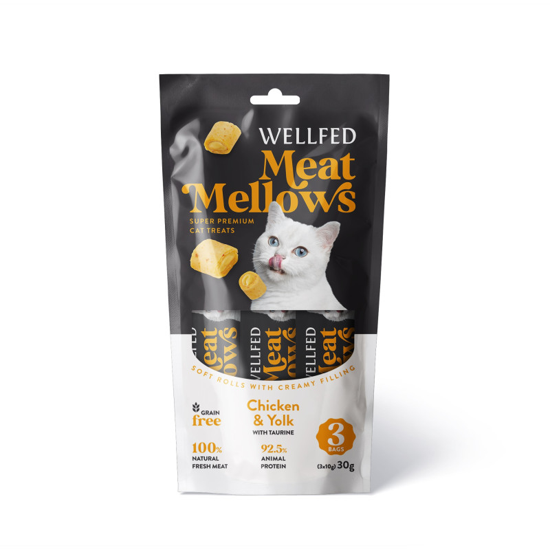 21072 - WELLFED MEAT MELLOWS CHICKEN & YOLK 3*10gr - Pet shop Petsite.gr - Διάφορα