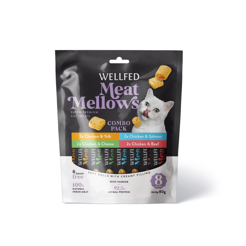 21079 - WELLFED MEAT MELLOWS MIX TASTES COMBO PACK 8*10gr - Pet shop Petsite.gr - Wellfed