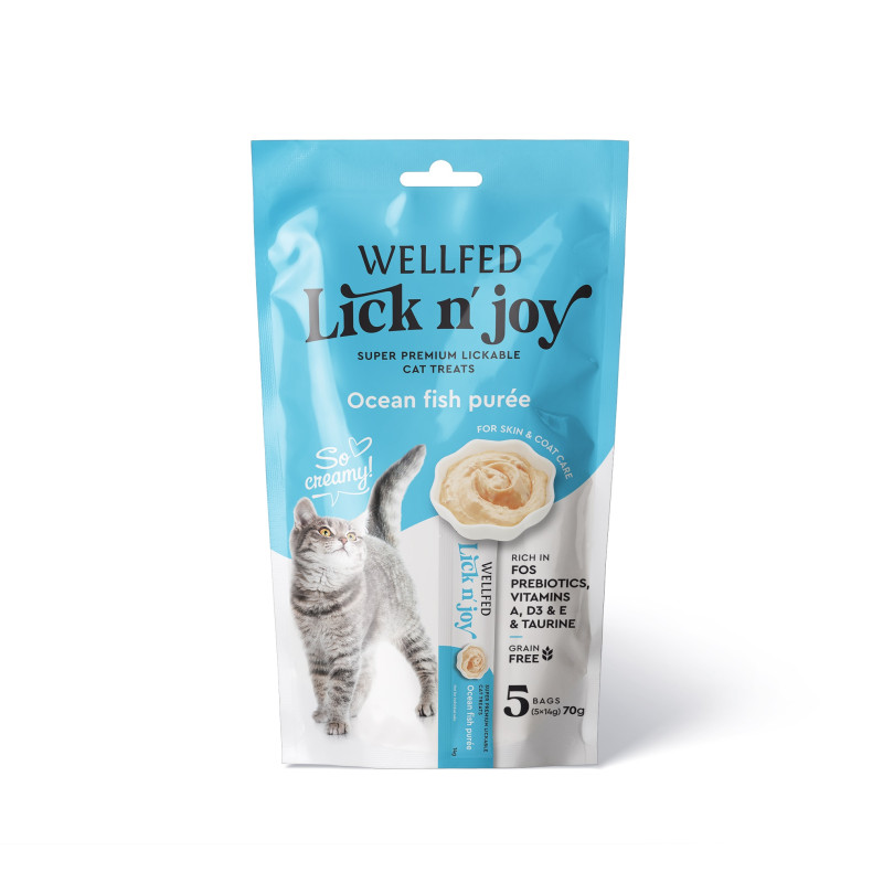 21083 - WELLFED LICK N JOY OCEAN FISH 5*14gr - Pet shop Petsite.gr - Wellfed