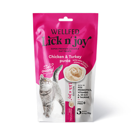 WELLFED LICK N' JOY CHICKEN & TURKEY 5*14gr