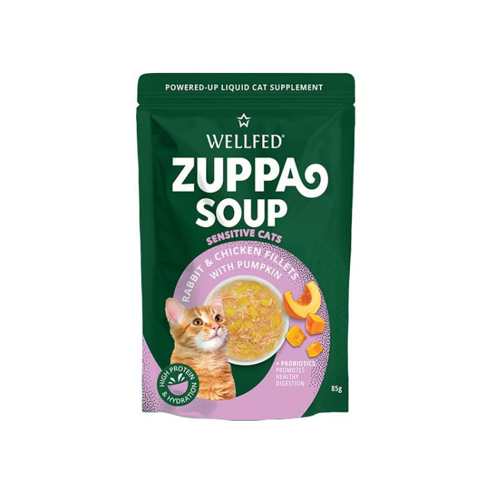 21106 - ZUPPA SOUP RABBIT & CHICKEN WITH PUMPKIN 85gr WELLFED - Pet shop Tropikos on line - Wellfed