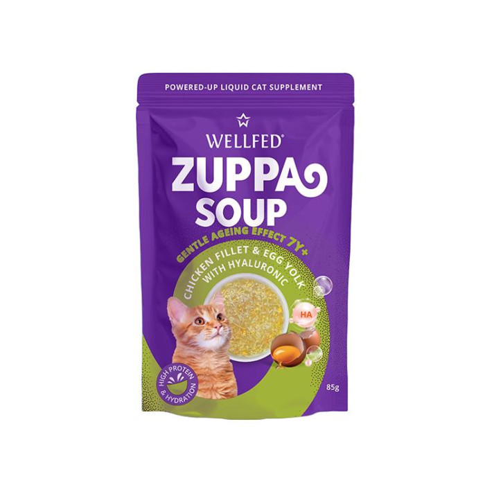 21108 - ZUPPA SOUP ΚΟΤΟΠΟΥΛΟ & ΚΡΟΚΟΙ ΑΥΓΩΝ ΜΕ ΥΑΛΟΥΡΟΝΙΚΟ 85gr WELLFED - Pet shop Tropikos on line - Wellfed