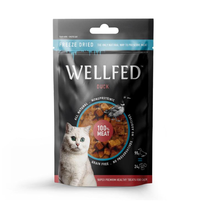 2152 - WELLFED CAT TREAT PURE DUCK FREEZE DRIED 24gr - Pet shop Tropikos on line - Wellfed
