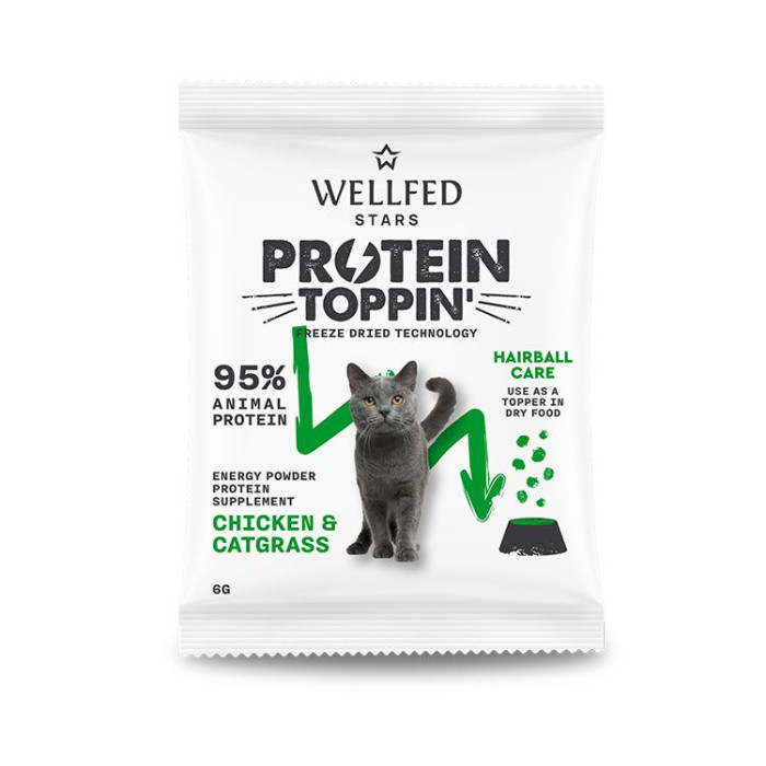 21542 - PROTEIN TOPPIN' CHICKEN & CATGRASS FREEZE DRIED 6gr WELLFED - Pet shop Tropikos on line - Wellfed