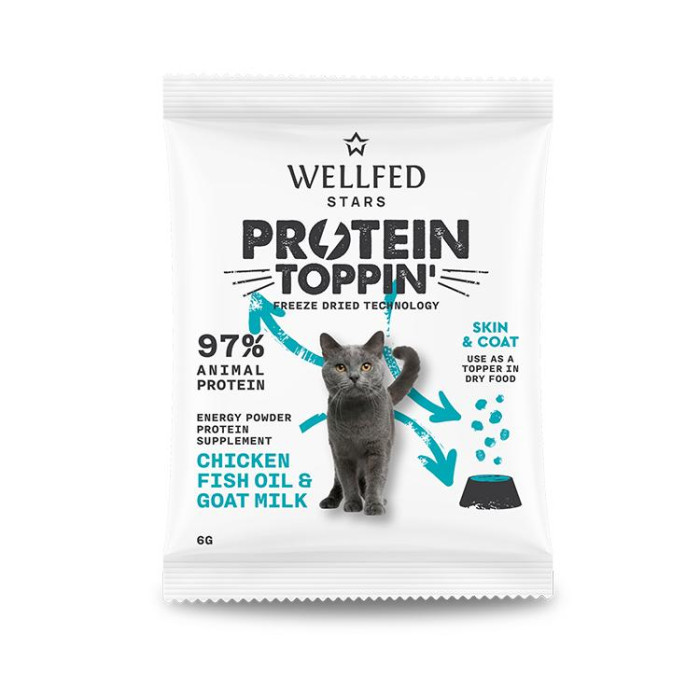 21543 - PROTEIN TOPPIN' CHICKEN, GOAT MILK & FISH OIL FREEZE DRIED 6gr WELLFED - Pet shop Tropikos on line - Wellfed
