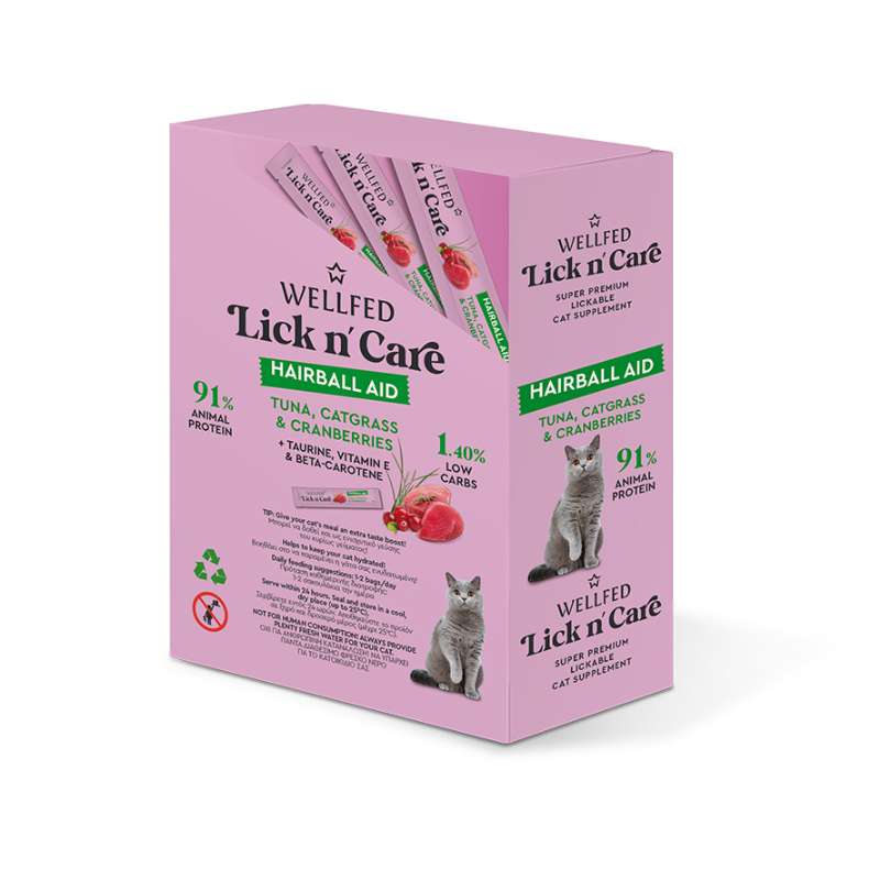 21615 - LICK N' CARE HAIRBALL AID 15gr WELLFED - Pet shop Tropikos on line - Wellfed