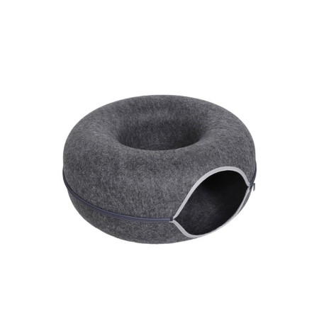 ΚΡΕΒΑΤΙ-ΦΩΛΙΑ ΣΤΡΟΓΓΥΛΟ ΣΚΥΛΟΥ/ΓΑΤΑΣ ΣΚΟΥΡΟ ΓΚΡΙ 60*60*28cm PETINTEREST