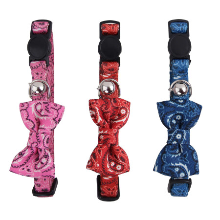 PAWISE ΚΟΛΛΑΡΟ ΓΑΤΑΣ BOWKNOT 30cm ΜΠΛΕ/ΚΟΚΚΙΝΟ/ΡΟΖ