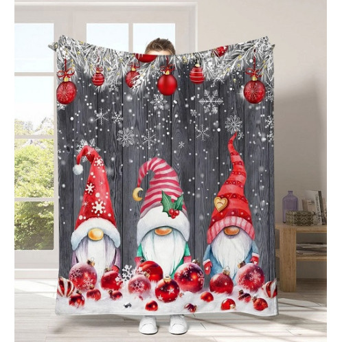 2976 - XMAS BLANKET GREY WITH 3 GNOMES 70*100cm - Pet shop Petsite.gr - Διάφορα