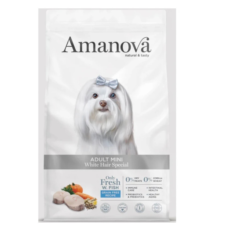 30346 - AMANOVA DOG ADULT MINI WHITE HAIR SPECIAL 2kg - Pet shop Tropikos on line - Amanova