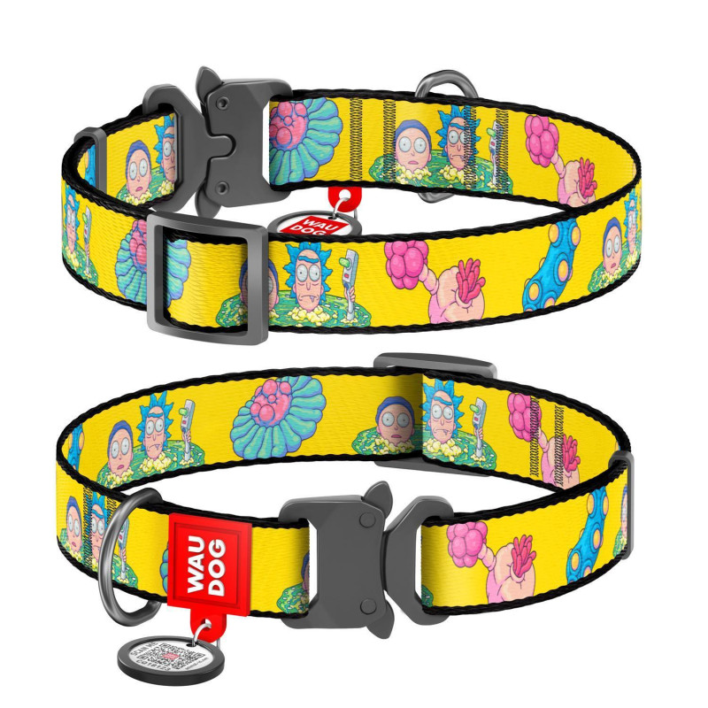 31810 - DOG COLLAR RICK AND MORTY LG 25mm*31-49cm METAL FASTEX WAUDOG - Pet shop Petsite.gr - Collar