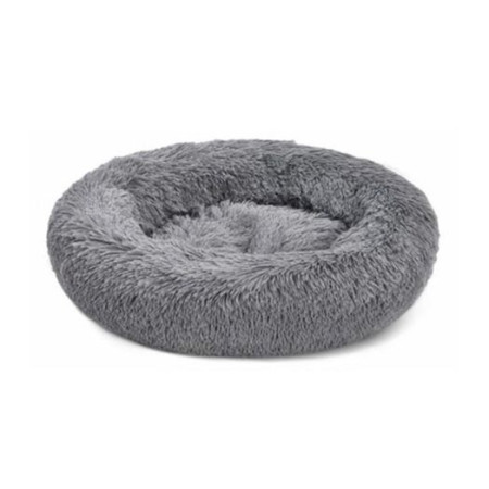BED-NEST WITH FUR ROUNDED GREY SMALL 45*45*12cm PET CAMELOT