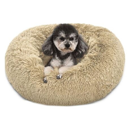 BED-NEST WITH FUR ROUNDED BEIGE MEDIUM 58.5*58.5*14cm PET CAMELOT