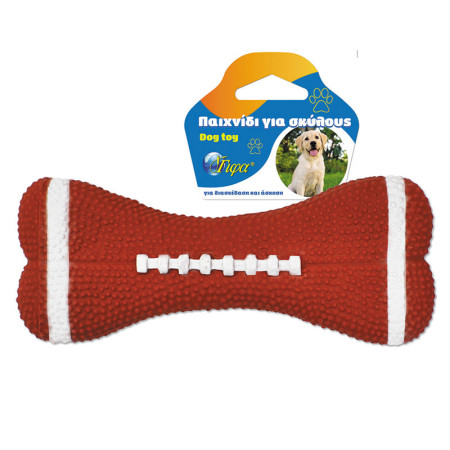 ΠΑΙΧΝΙΔΙ ΓΙΑ ΣΚΥΛΟΥΣ ΚΟΚΚΑΛΟ RUGBY LATEX ΜΕ ΣΦΥΡΙΧΤΡΑ 16cm