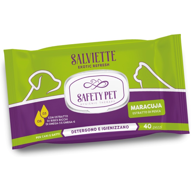 42830 - ΥΓΡΑ ΜΑΝΤΗΛΑΚΙΑ EXOTIC MARACUJA 40τμχ SAFETY PET - Pet shop Petsite.gr - Διάφορα
