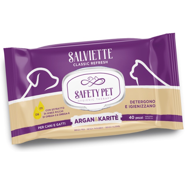 4308 - ΥΓΡΑ ΜΑΝΤΗΛΑΚΙΑ CLASSIC ARGAN E KARITE 40τμχ SAFETY PET - Pet shop Petsite.gr - Διάφορα