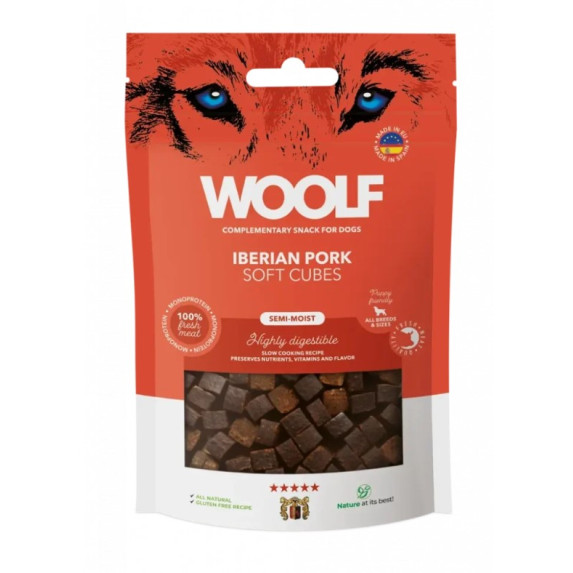 49204 - WOOLF IMBERIAN PORK SOFT CUBES MONOPROTEIN 100gr - Pet shop Petsite.gr - Woolf