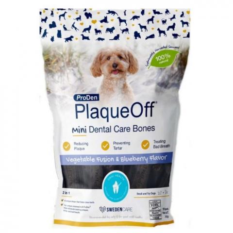 513561 - PRODEN PLAQUE OFF MINI DENTAL BONES VEGETABLE FUSION & BLUEBERRY FLAVOR 20pcs/340gr - Pet shop Petsite.gr - Proden Plaqueoff