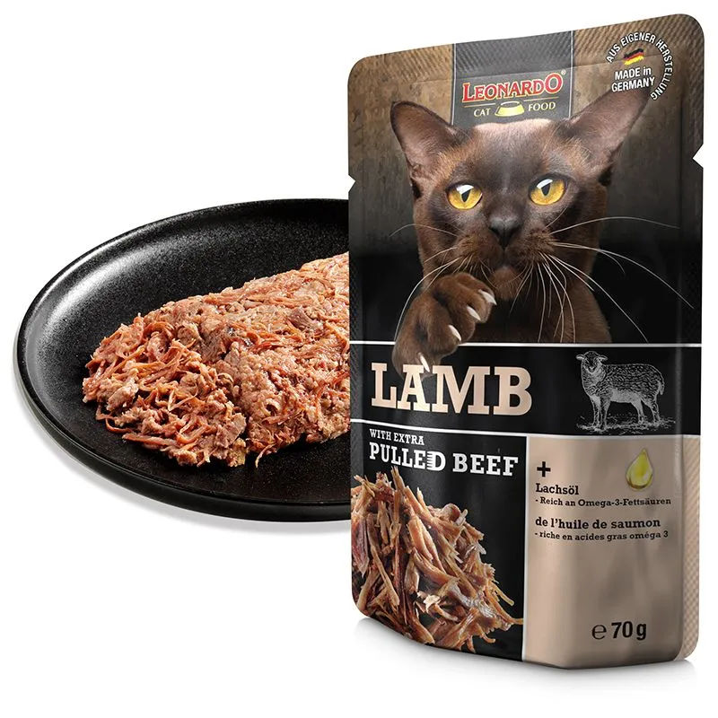 756535 - LEONARDO LAMB & EXTRA PULLED BEEF 70gr ΥΓΡΗ ΤΡΟΦΗ ΓΑΤΑΣ - Pet shop Petsite.gr - Leonardo