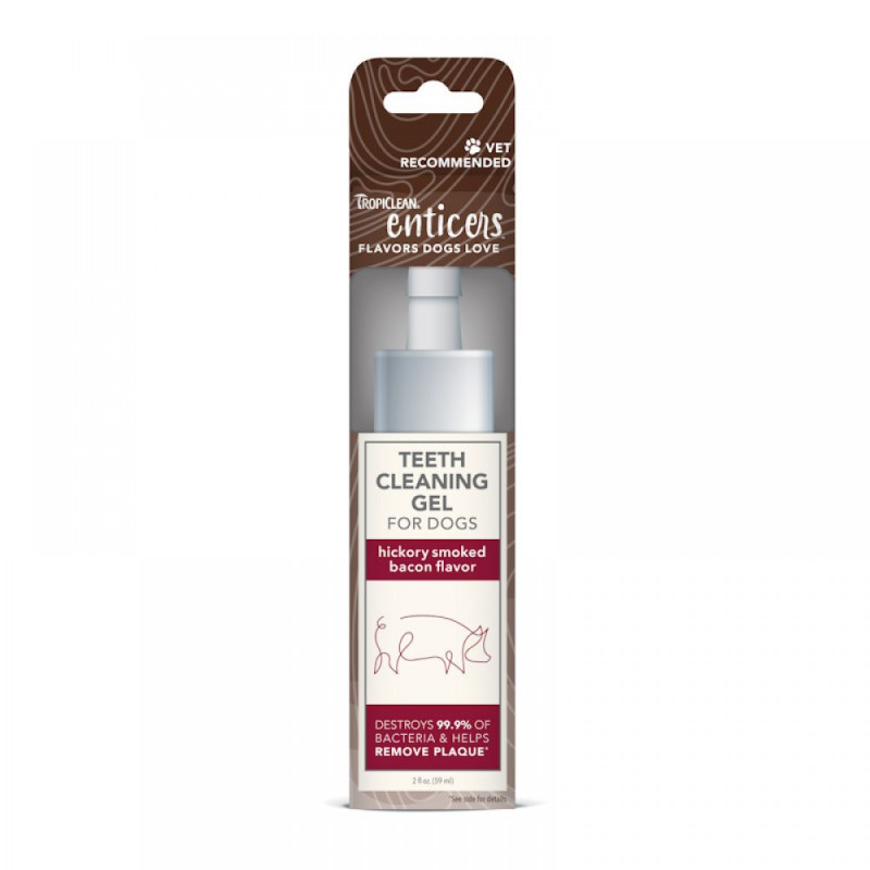 821105 - TROPICLEAN ENTICERS TEETH CLEANING GEL ΓΙΑ ΣΚΥΛΟΥΣ ΜΕ ΓΕΥΣΗ ΚΑΠΝΙΣΤΟΥ BACON 59ml - Pet shop Petsite.gr - Tropiclean
