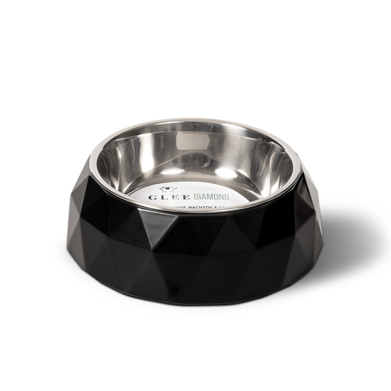 85120 - BLACK DIAMOND MELAMINE BOWL WITH INOX DETACHABLE PLATE MEDIUM 350ml GLEE - Pet shop Petsite.gr - Glee
