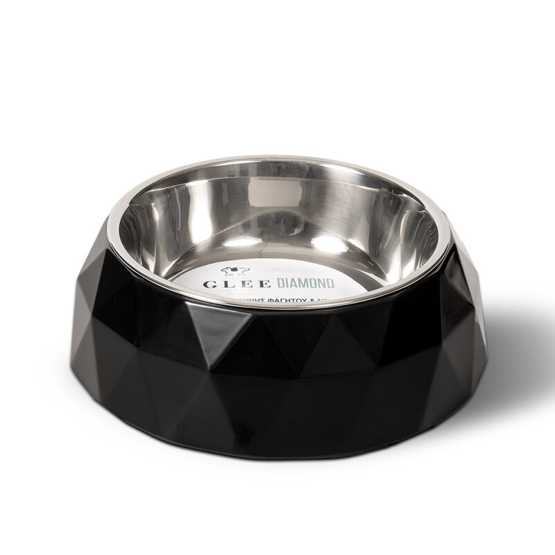 85121 - BLACK DIAMOND MELAMINE BOWL WITH INOX DETACHABLE PLATE LARGE 700ml GLEE - Pet shop Petsite.gr - Glee