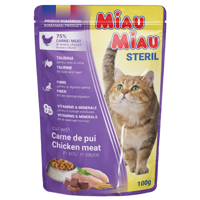 97699 - MIAU MIAU STERILIZED ΚΟΤΟΠΟΥΛΟ ΣΕ ΣΑΛΤΣΑ 100gr - Pet shop Tropikos on line - Pet Camelot