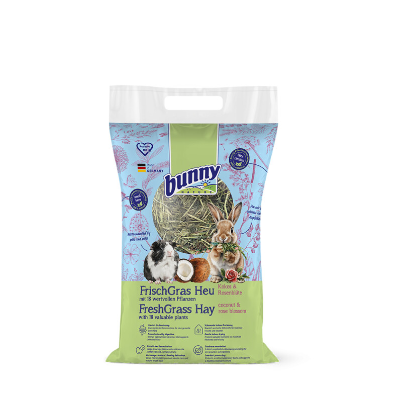 BU14046 - BUNNY FRESH GRASS HAY ΜΕ ΚΑΡΥΔΑ & ΑΝΘΗ ΤΡΙΑΝΤΑΦΥΛΛΙΑΣ 500gr - Pet shop Tropikos on line - Bunny