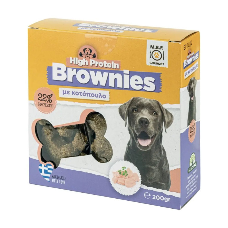 MBF186 - BROWNIES HIGH PROTEIN ΜΕ ΚΟΤΟΠΟΥΛΟ 200gr MBF - Pet shop Tropikos on line - MBF