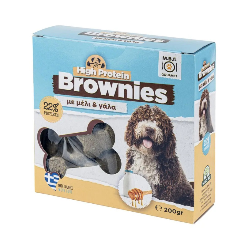 MBF187 - BROWNIES HIGH PROTEIN ΜΕ ΜΕΛΙ & ΓΑΛΑ 200gr MBF - Pet shop Tropikos on line - MBF