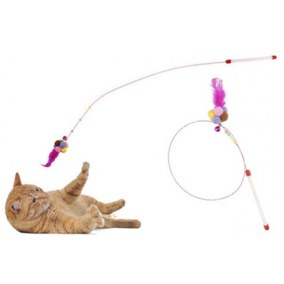 ΠΑΙΧΝΙΔΙ ΓΑΤΑΣ ΚΑΛΑΜΙ 100cm ΜΕ ΛΟΥΤΡΙΝΗ ΜΠΑΛΑ