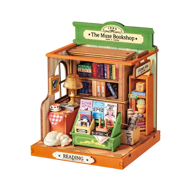 DS040 - The Muse Bookshop DIY Miniature House - Pet shop Petsite.gr - RoLife